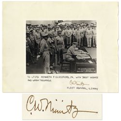 Admiral Chester Nimitz 14'' x 11'' Signed Photo of the Japanese Surrender -- Near Fine