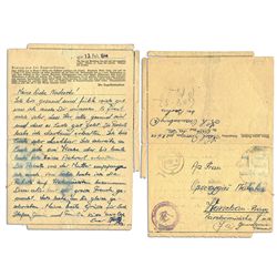 1944 Autograph Letter Signed From a Sachsenhausen Concentration Camp Prisoner -- ''...I am very than