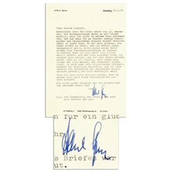 Albert Speer Typed Letter Signed -- ''...I have already seen photographs of the actor that is going 