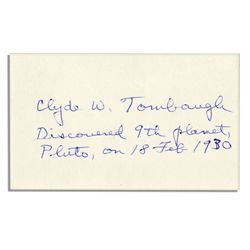 Discoverer of Planet Pluto, Clyde Tombaugh Collection of 4 Autographs -- ''...Discovered 9th planet.