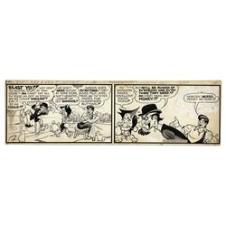 Excellent Content ''Li'l Abner'' 2-Panel Comic Strip Hand-Drawn & Signed by Al Capp -- Featuring Abn