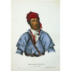 Excellent McKenney Hall Color Print From 1872 -- ''Uchee Warrior Timpoochee Barnard''