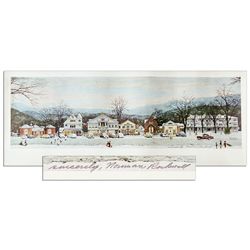 Master of Americana, Norman Rockwell Signed Print of His Well-Known Piece ''Stockbridge Main Street 