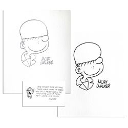 Mort Walker Signed ''Beetle Bailey'' Drawings