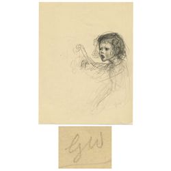 ''Charlotte's Web'' Pencil Illustration by Garth Williams -- Initialed by the Artist
