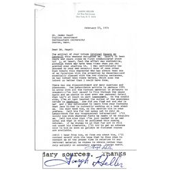 Joseph Heller Typed Letter Signed -- ''...The arrival of your volume Critical Essays on Catch-22 thi