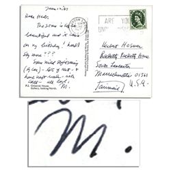 Maurice Sendak Autograph Note Signed on a Postcard to a Puppeteer