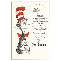 Dr. Seuss Original Art Signed -- Depicting His Famous Green Egg From ''Green Eggs and Ham''