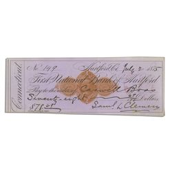 Samuel Clemens Check Signed