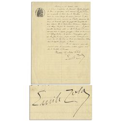 Emile Zola Letter Signed & Dated 1883