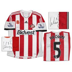 Wes Brown Match Worn Sunderland Football Shirt Signed