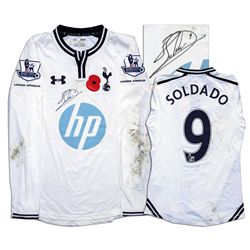 Roberto Soldado Match Worn Tottenham Hotspur Football Shirt Signed