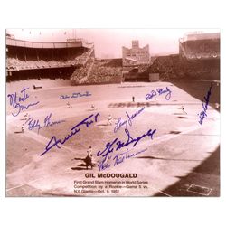 10'' x 8'' Signed Photo of Gil McDougald's 1951 World Series Grand Slam -- With 9 Signatures Includi