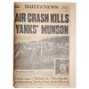 Image 1 : ''New York Daily News'' Paper Announcing Death of Yankees Player Thurman Munson