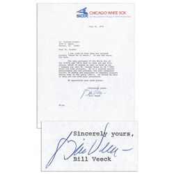 Hall of Famer Bill Veeck Typed Letter Signed -- ''...I was glad to hear that you enjoyed reading 'Ve