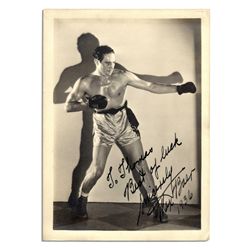 Max Baer 5'' x 7'' Signed Photo -- ''To Thomas / Best of luck / Sincerely / Max Baer / 1936'' -- Mat