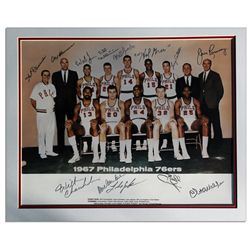 NBA World Champion Philadelphia 76ers Team Photo Signed by Wilt Chamberlain and 12 Other Team Member