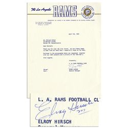 Elroy ''Crazylegs'' Hirsch Typed Letter Signed -- ''...We are always happy to hear from our Rams fan