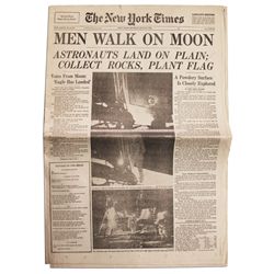 ''The New York Times'' Announces Historic ''Men Walk On Moon'' -- 21 July 1969