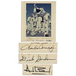 Apollo 12 Crew Vintage Signed 10'' x 11.5'' Photo Display