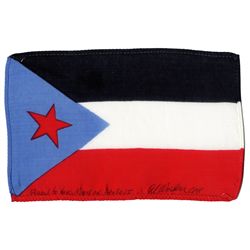 Apollo 15 Flown South Yemen Flag -- Signed & Inscribed by NASA Astronaut Al Worden