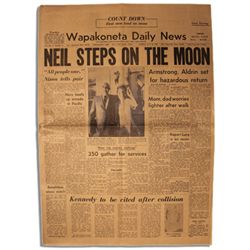 Neil Armstrong's Hometown Newspaper Announcing the Apollo 11 Moonwalk -- Includes Numerous Articles 
