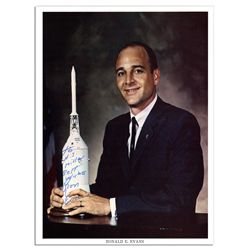 NASA Astronaut Ronald Evans Signed 8'' x 10'' Photo -- Flew On Last Mission to Moon -- 1972