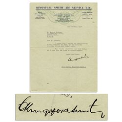 Australian Aviator Sir Charles Kingsford Smith Typed Letter Signed -- With PSA/DNA COA