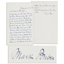 Jewish Philosopher Martin Buber Autograph Letter Signed -- ''...it has been such a long time that I 
