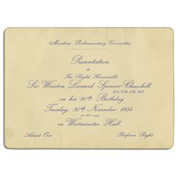 Ticket to Sir Winston Churchill's 80th Birthday Celebration Held by the Members Parliamentary Commit