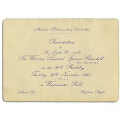 Ticket to Sir Winston Churchill's 80th Birthday Celebration Held by the Members Parliamentary Commit