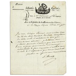 French Revolutionary General Etienne Eustache Bruix Autograph Letter Signed -- Signed in 1798, the Y