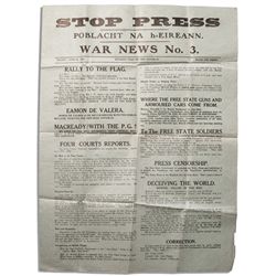 Irish Civil War Broadside From Eamon de Valera's IRA --  on The Battle of Dublin ''...sniping posts 