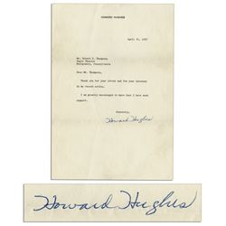 Howard Hughes Typed Letter Signed After Acquiring The RKO Studio and Cleaning House For Communists -