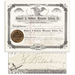 John S. Pillsbury Signed Stock Certificate