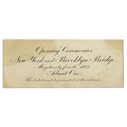 Admission Ticket to the Brooklyn Bridge Opening Ceremony -- Near Fine & Printed by Tiffany & Co.