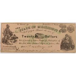 1862 $20 STATE OF MISSISSIPPI