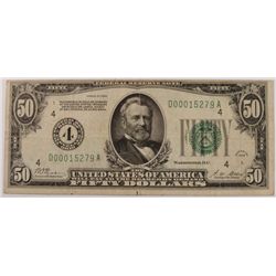 1928 $50 FEDERAL RESERVE NOTE (REDEEMABLE IN GOLD)