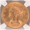 Image 2 : 1895 $5 LIBERTY GOLD NGC MS65 GEM VERY RARE!