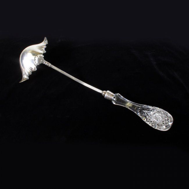 15 1/2" American Brilliant Cut Glass Punch Ladle