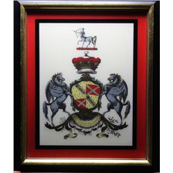 Pair of Framed Verre Eglomise Armorial Paintings