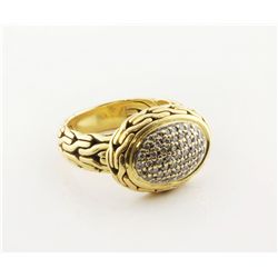 John Hardy 18k Classic Chain & Pave Diamond Ring