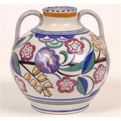 A Carter, Stable & Co Poole Pottery Two Handled Vase, decorated flowers, impressed mark, signed B...