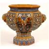 Image 1 : A Doulton Lambeth Majolica Indian Pattern Jardinière on Stand, the hexagonal body decorated flowe...