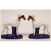 Image 1 : A Pair of Staffordshire Greyhounds, on blue and lustre oval bases, 19 cm (2)  See illustration £1...