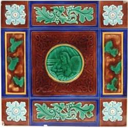 Three Wedgwood Majolica Tiles, and seven other assorted tiles (a.f.) (10)  See illustration (part...