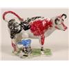 Image 1 : An Early 19th Century Cow Creamer, and maid, with sponged decoration, (a.f.) 14 cm  See illustrat...