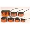 Image 1 : A Graduated Set of Seven 19th Century Copper Saucepans, with riveted loop handles  See illustrati...
