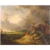 Image 1 : Miss Blanche Cattle, an Irish moor on a showery day, inscribed verso, oil on canvas, 62 x 75 cm...