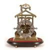 Image 1 : A Victorian Brass Skeleton Clock, with a silvered chapter ring having stylised fleur de lys motif...